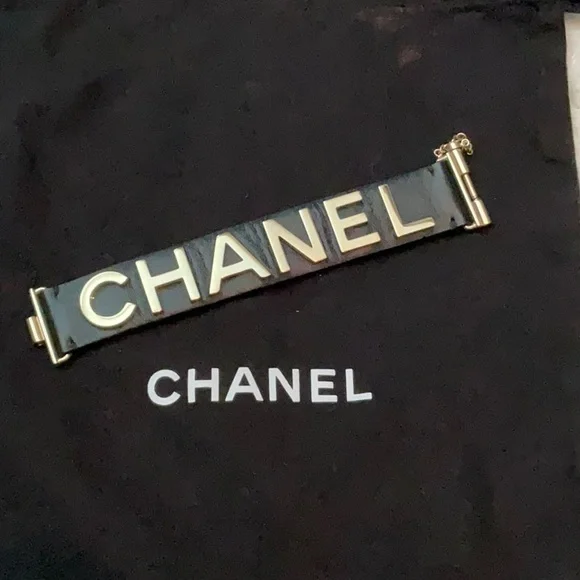 ❌SOLD❌Chanel Calfskin Logo Cuff Bracelet - Picture 1 of 13